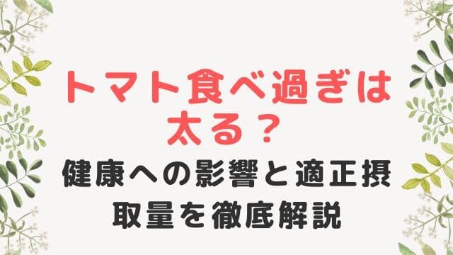 健康への影響と適正摂取量を徹底解説