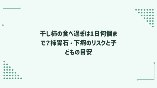 干し柿の食べ過ぎは1日何個まで？柿胃石・下痢のリスクと子どもの目安