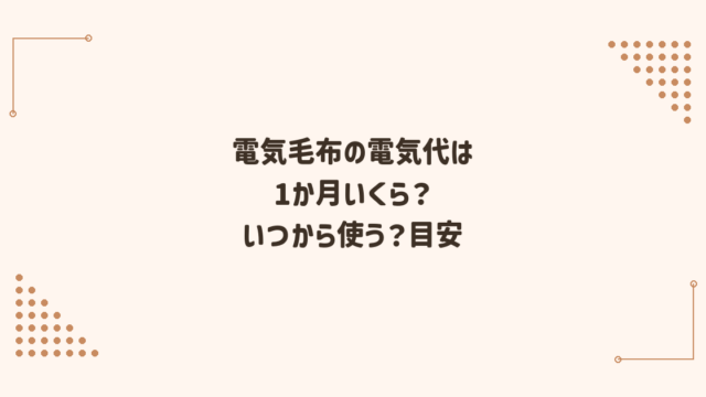 電気毛布の電気代は1か月いくら？いつから使う？目安と安全な使い方